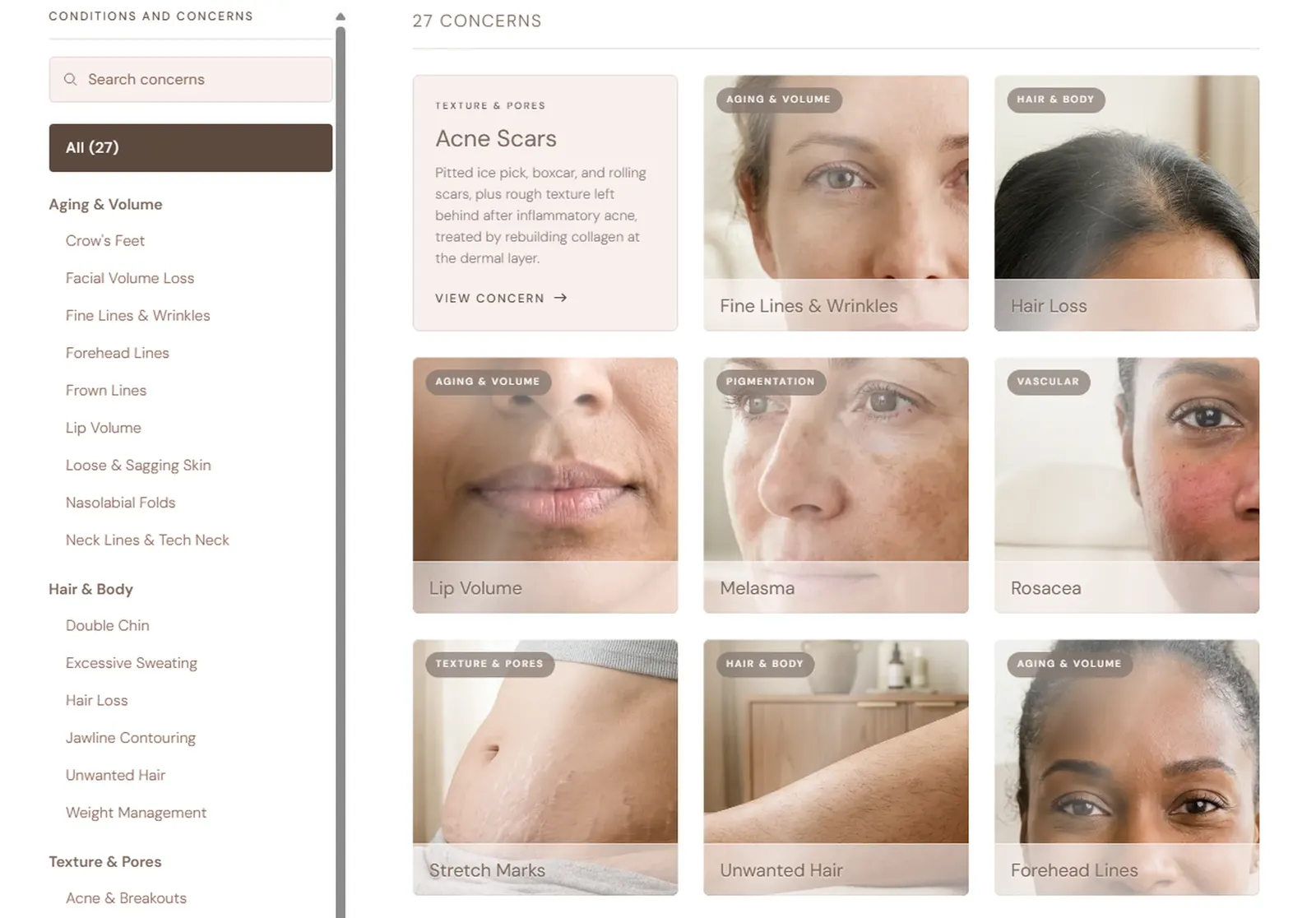 A Hue's Med Spa concern page with the structured data and entity markup highlighted.