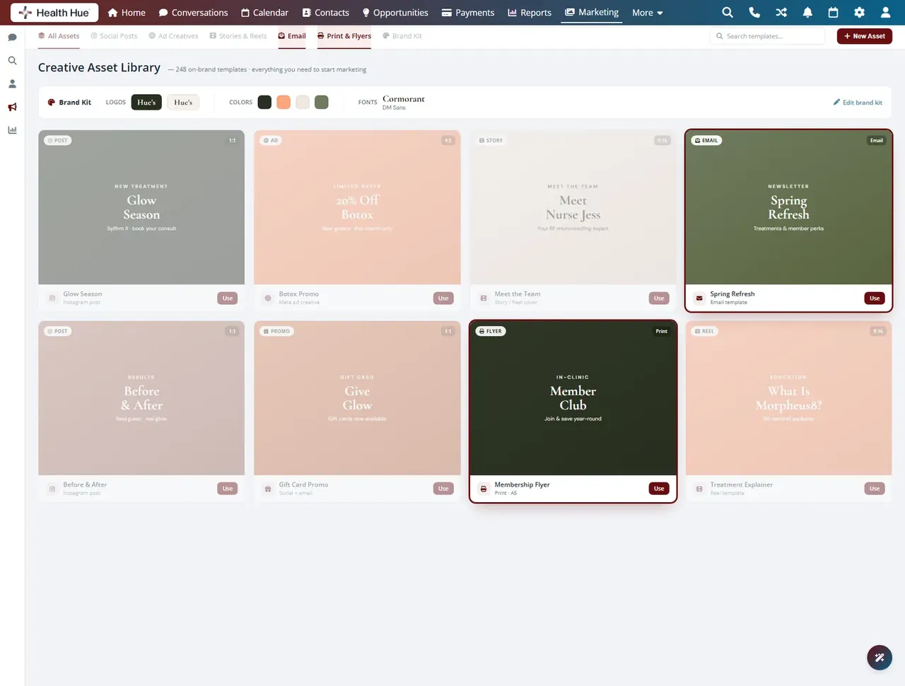 The same library highlighting email and print conversion assets