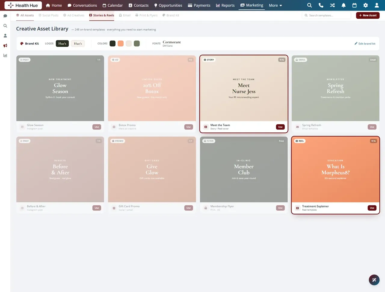 The same library highlighting story and reel video templates