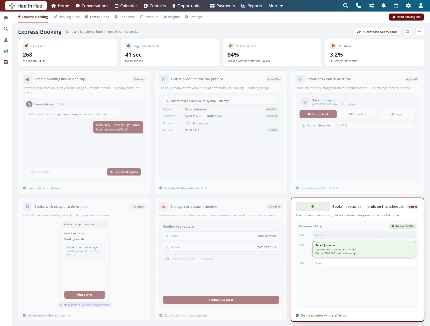 A booking landing on the Hub schedule in seconds