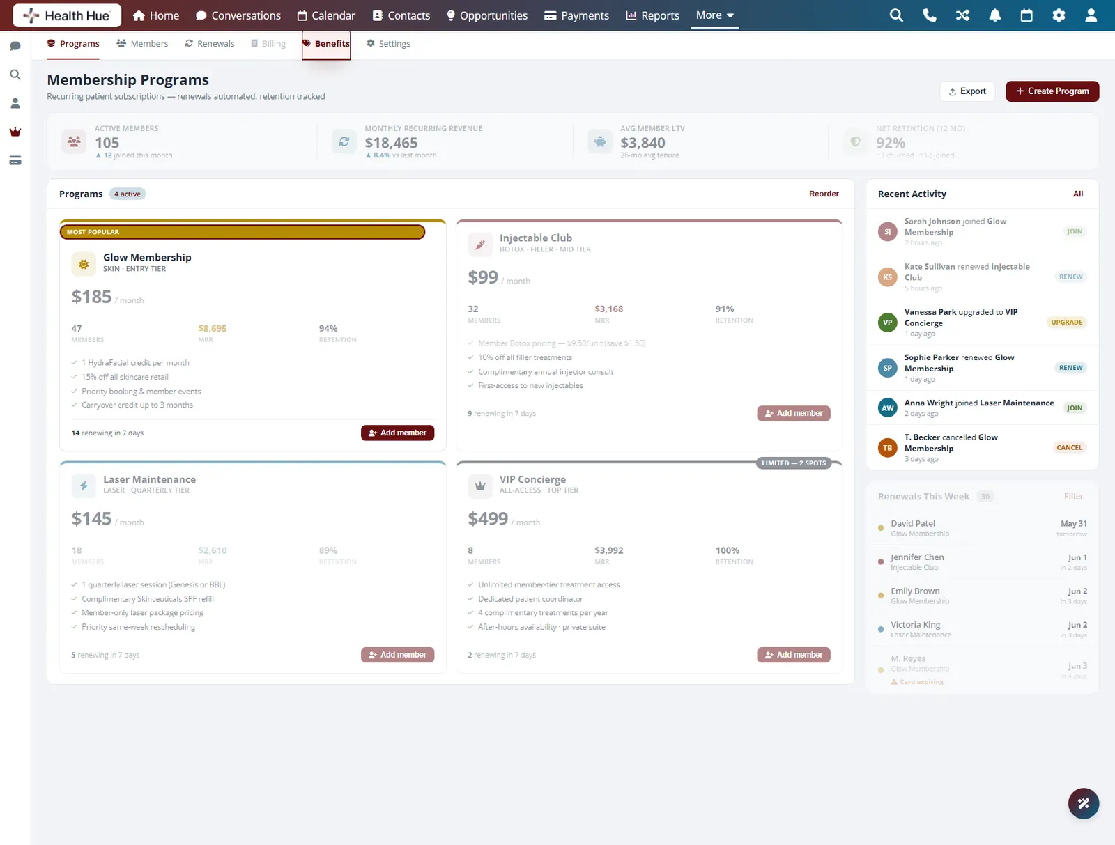 Member benefits applied automatically with no codes highlighted in the Health Hue Hub.